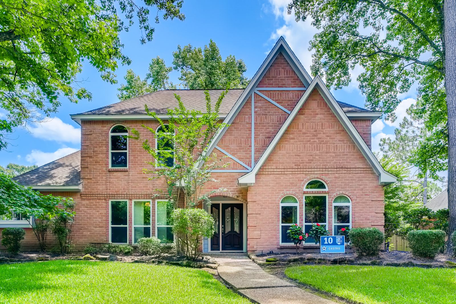 Suburban home with a landscaped front yard